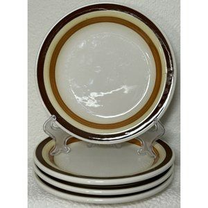 Buffalo Restaurant Ware (4)Air Brushed Brown/orange/yellow Stripe Dessert Plates